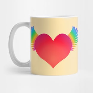 Red Heart & Rainbow Wings Mug